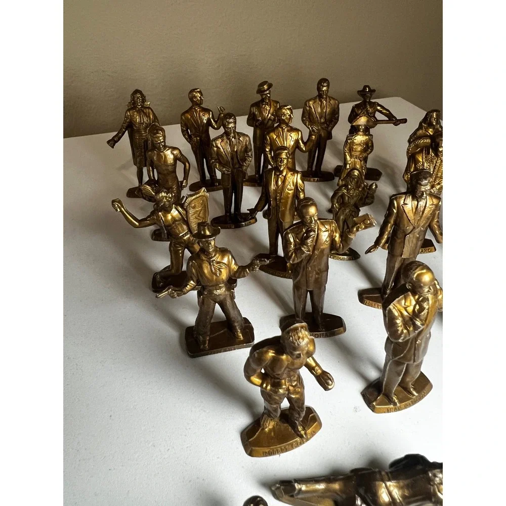 Vintage Mokalux Les Grandes Vedettes Lot 28 Gold French Celebrity Figures 1950s